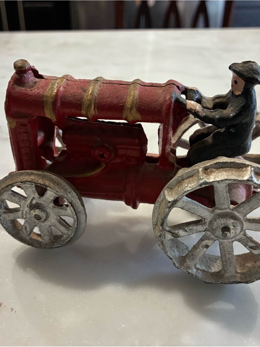 Red Vintage-Style Kids Toy Tractor with Driver
